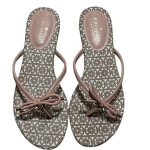 Kate Spade New York Mystic Bow Thong Sandals, Tan and Pink, Size 8 1/2